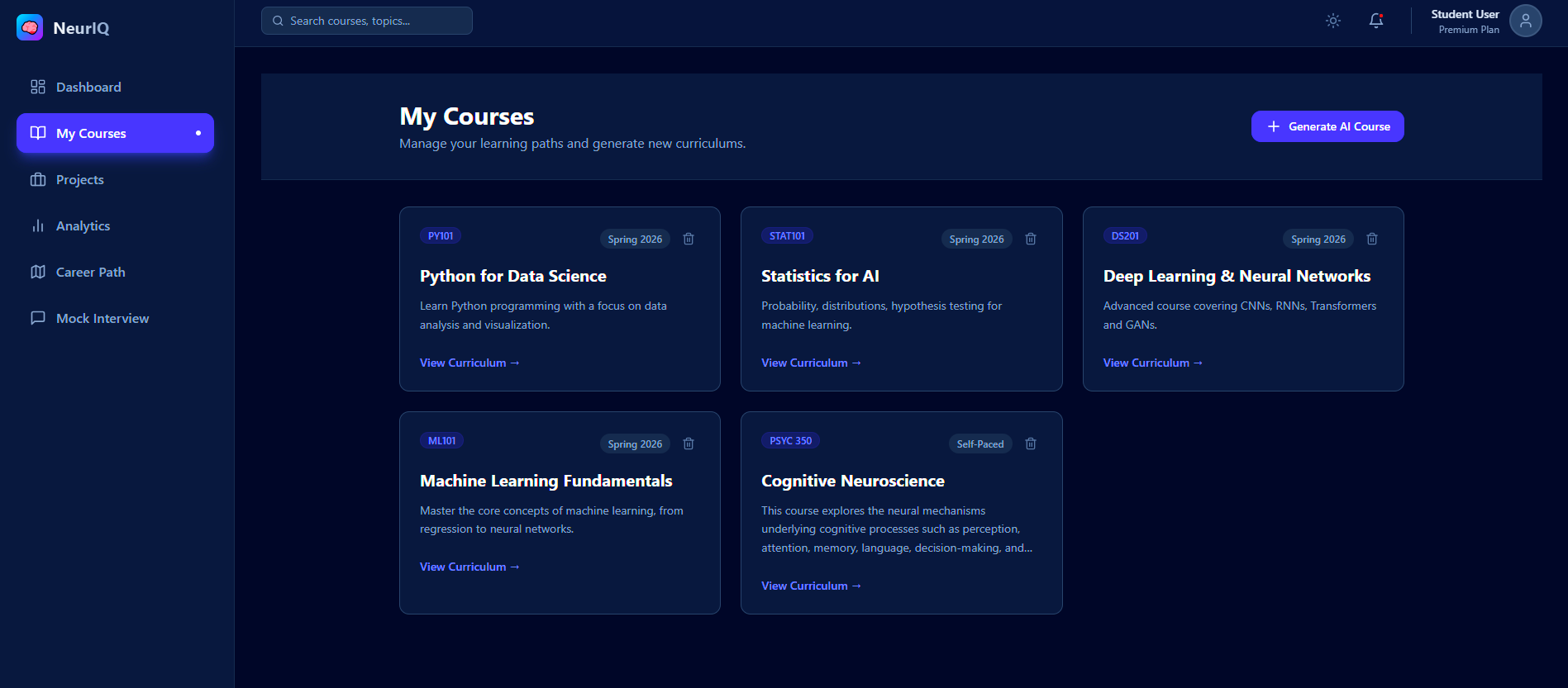 My Courses Dashboard